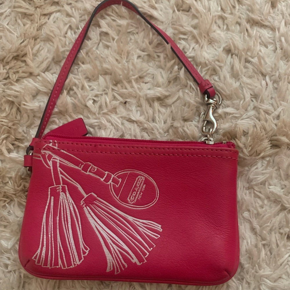 Coach pink wristlet wallet bag